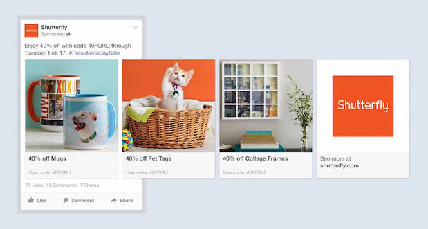 Product Ads przez firmę Shutterfly 