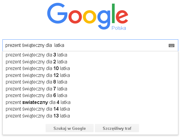 Google autouzupełnianie