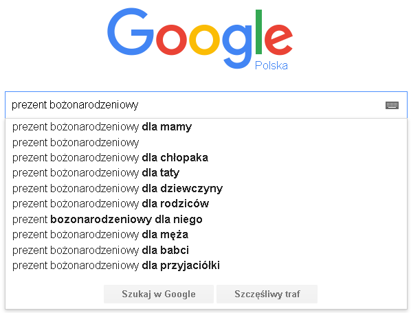 Google autouzupełnianie