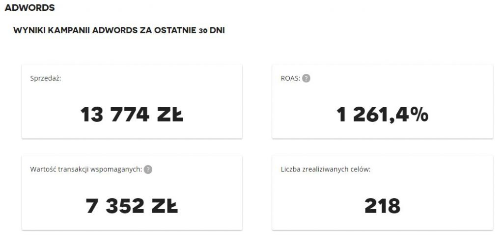Raport Traffic Trends, Adwords