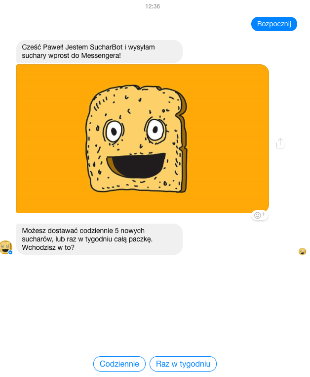 Bot na Facebook Messenger, Suchar codzienny