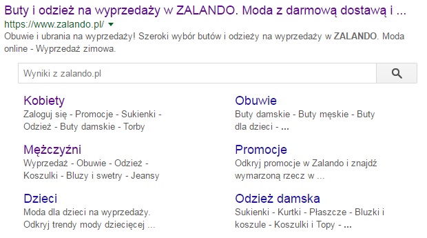 Sitelinks Zaldando