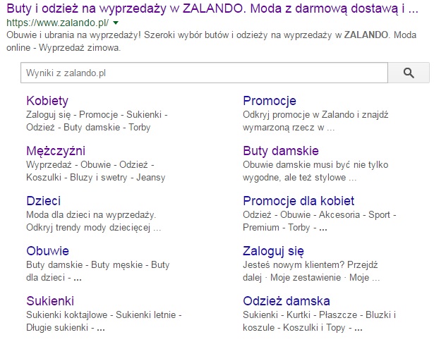 Sitelinks Zaldando
