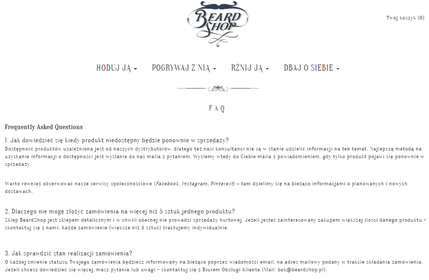 Najczęściej zadawane pytania (FAQ) w sklepie