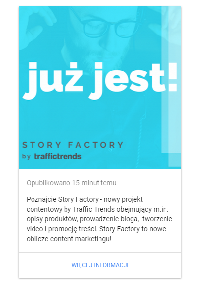 Google Posts - opublikowany post