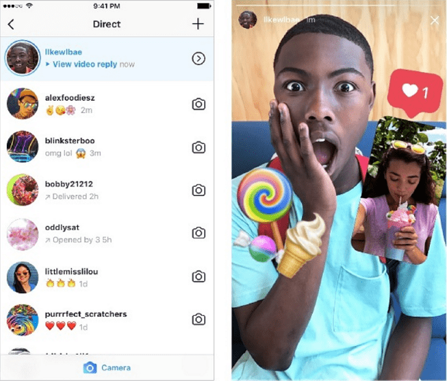 Instagram odpowiedź na stories