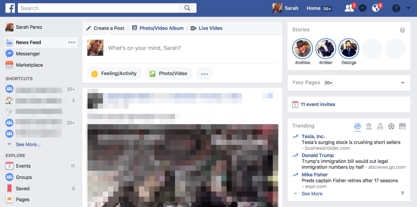 Facebook Stories w przeglądarce