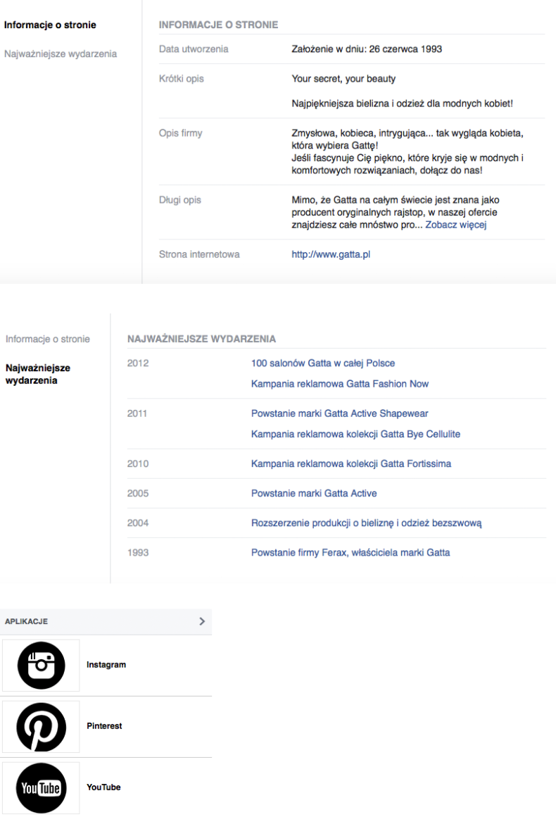 informacje o stronie na facebooku